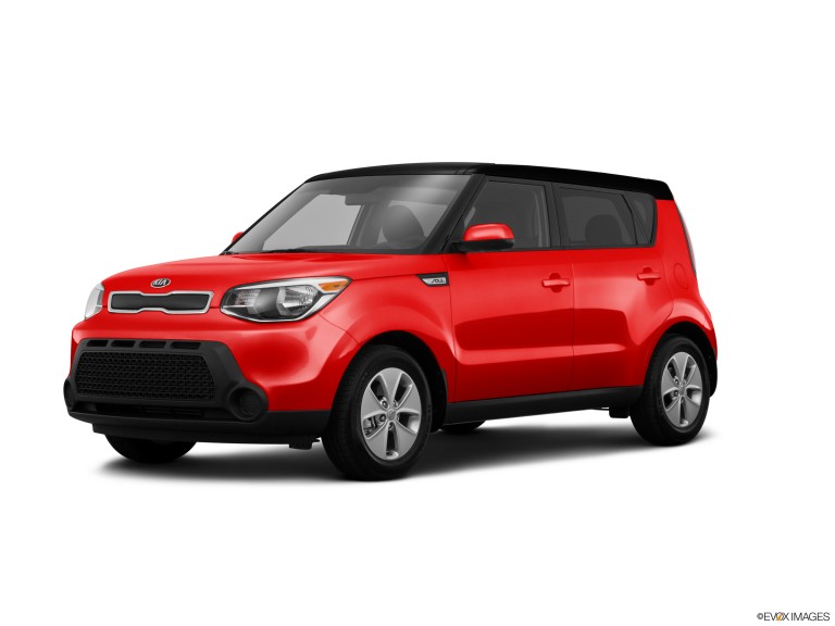 Red 2016 Kia Soul With White Background