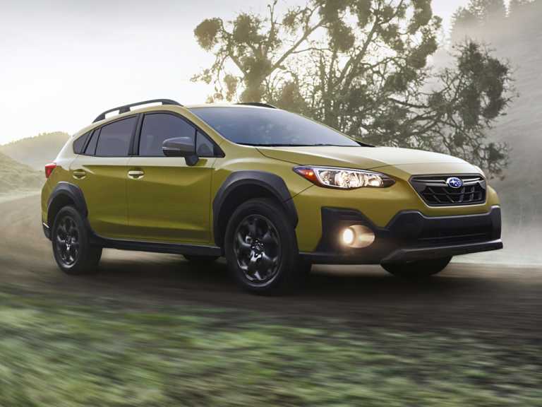 Green 2021 Subaru Crosstrek In Motion